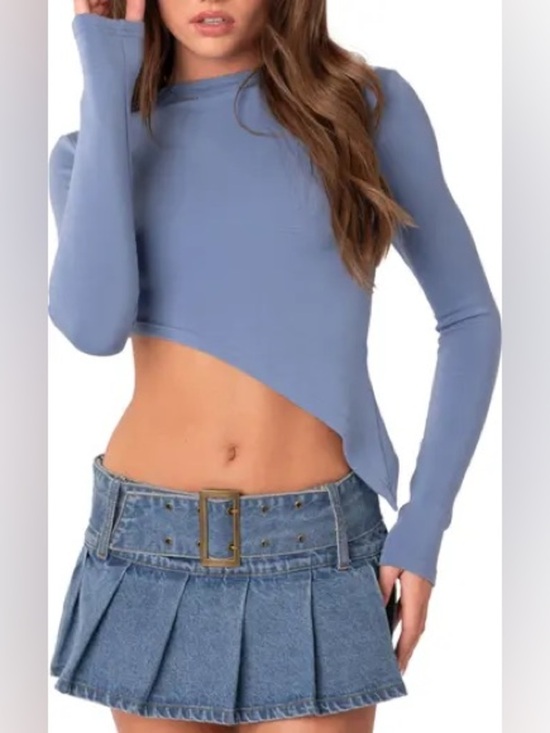 Edikted Tops - Edikted Blue Asymmetrical Long Sleeve Y2K Top Size Small fairycore